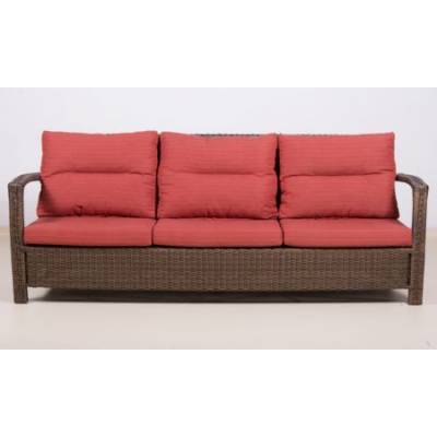 Плетеный диван 3-х местный ВЕНЕЦИЯ жгут 8251 ТЕРРАСА Люкс с подушками ткань М9002