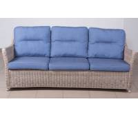 Плетеный диван низкий 3-х местный КОРФУ лаунж жгут 9677 ТЕРРАСА Люкс с подушками ткань 17807