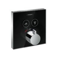 Термостат для 2 потребителей Hansgrohe 15738600 ShowerSelect Glass, стеклянный, черный
