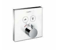 Термостат для двух потребителей Hansgrohe 15738400 ShowerSelect Glass, стеклянный, белый
