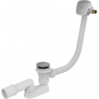 A508KM-100 Сифон для ванны click/clack с напуском воды через перелив пластик/металл (длина 100 см)