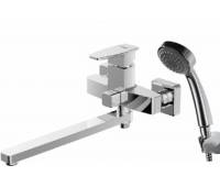 Смеситель для ванны с длинным изливом и душевой лейкой Bravat Riffle